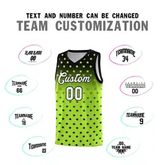 Black Light Green Gradient Star Pattern Basketball Jersey Set 4