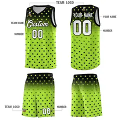 Black Light Green Gradient Star Pattern Basketball Jersey Set 5
