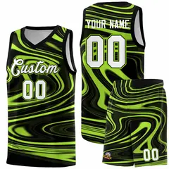 Black Light Green Graffiti Fluids Basketball Jersey Sets