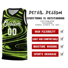 Black Light Green Graffiti Fluids Basketball Jersey Sets 2