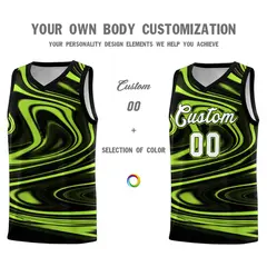 Black Light Green Graffiti Fluids Basketball Jersey Sets 3