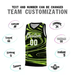 Black Light Green Graffiti Fluids Basketball Jersey Sets 4