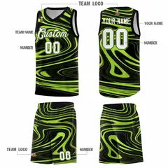 Black Light Green Graffiti Fluids Basketball Jersey Sets 5