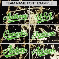 Black Light Green Metallic Gold Splatter Baseball Jersey 4