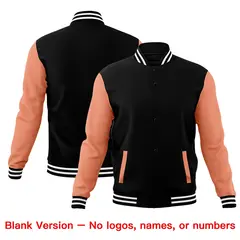 Black Light Orange White Raglan Sleeve Cotton Letterman Jacket 6