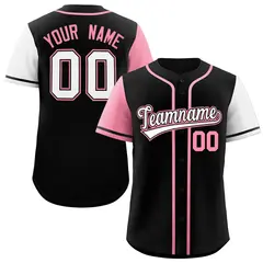 Black Light Pink and White Raglan Sleeves Baseball Jersey 1