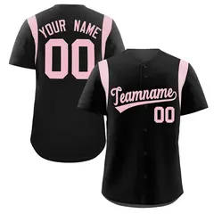 Black Light Pink Classic Full Button Baseball Jersey
