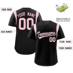 Black Light Pink Classic Full Button Baseball Jersey 2