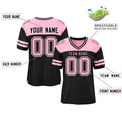 Black Light Pink Color Block Authentic Football Jersey 2