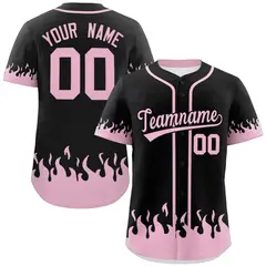Black Light Pink Flame Graffiti Authentic Baseball Jersey 1