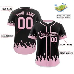 Black Light Pink Flame Graffiti Authentic Baseball Jersey 2