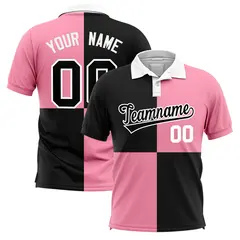 Black Light Pink Four Squares Performance Polo Shirt
