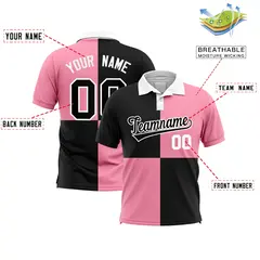 Black Light Pink Four Squares Performance Polo Shirt 2