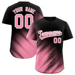 Black Light Pink Gradient Diagonal Stripe Baseball Jersey