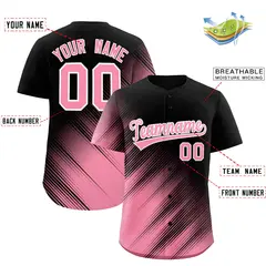 Black Light Pink Gradient Diagonal Stripe Baseball Jersey 2
