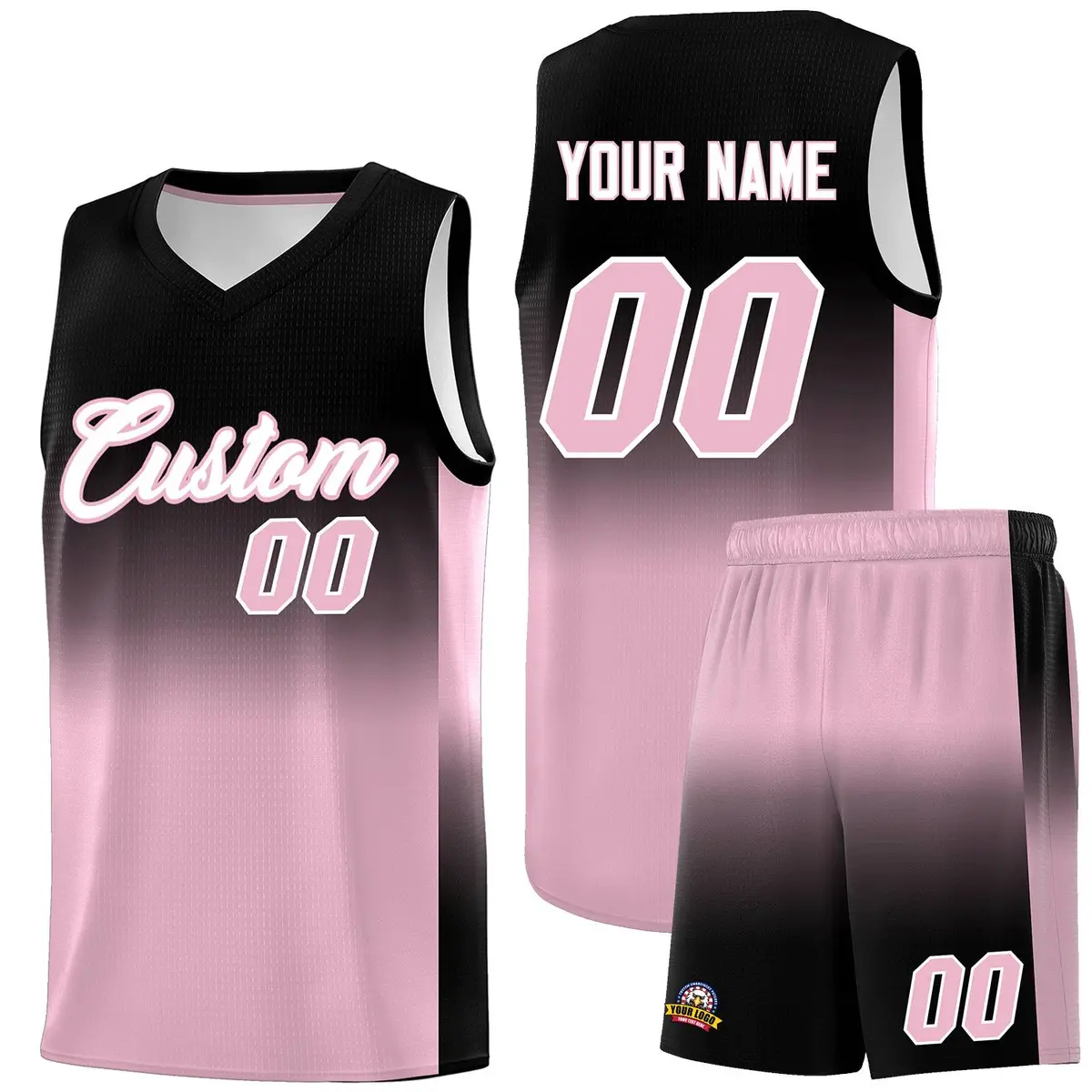 Black Light Pink Gradient Fashion Sets Basketball Jersey
