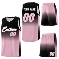 Black Light Pink Gradient Fashion Sets Basketball Jersey 7