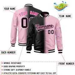 Black Light Pink Gradient Letterman Bomber Jacket 2