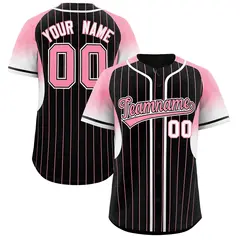 Black Light Pink Gradient Stripe Sleeves Baseball Jersey