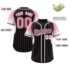 Black Light Pink Gradient Stripe Sleeves Baseball Jersey 2