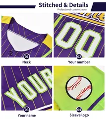 Black Light Pink Gradient Stripe Sleeves Baseball Jersey 5