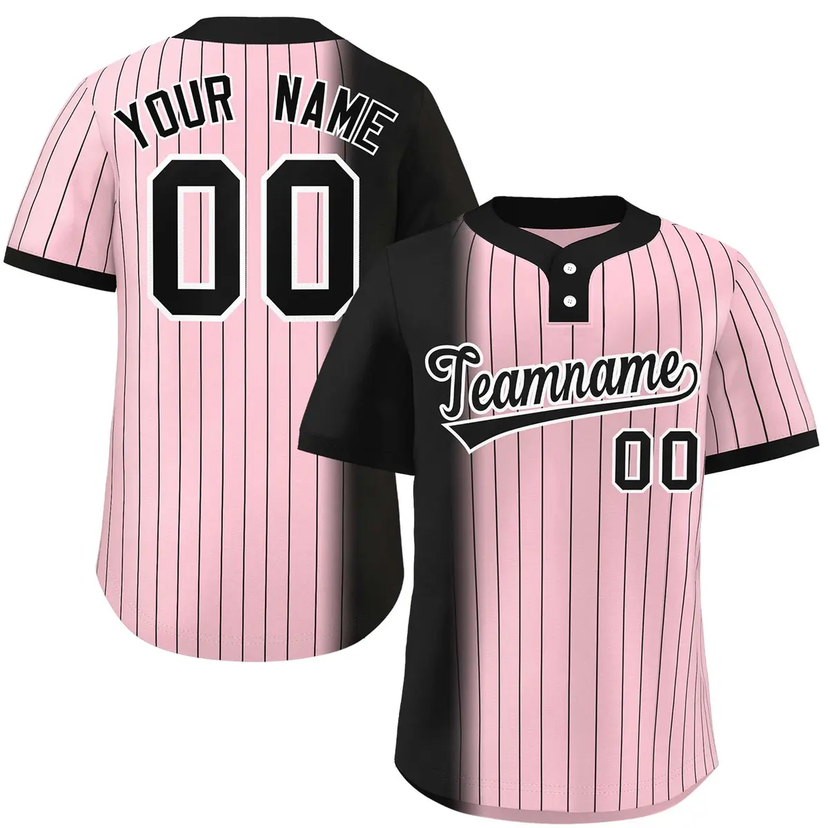 Black Light Pink Gradient Stripe Two-Button Softball Jersey