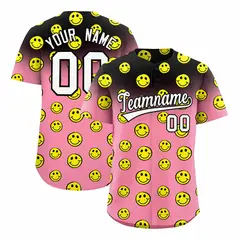 Black Light Pink Graffiti Gradient Smile Baseball Jersey 1