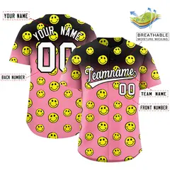 Black Light Pink Graffiti Gradient Smile Baseball Jersey 2