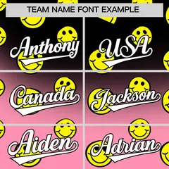 Black Light Pink Graffiti Gradient Smile Baseball Jersey 3