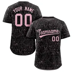 Black Light Pink Graffiti Line Art Authentic Baseball Jersey 1