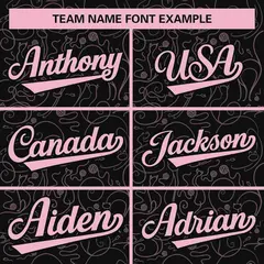Black Light Pink Graffiti Line Art Authentic Baseball Jersey 3