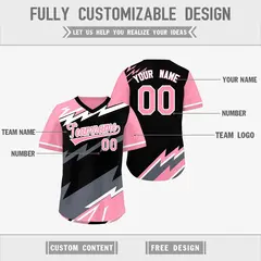 Black Light Pink Gray Reversible Baseball Jersey Lightning & Graffiti Pullover V-Neck 3
