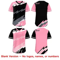 Black Light Pink Gray Reversible Baseball Jersey Lightning & Graffiti Pullover V-Neck 8