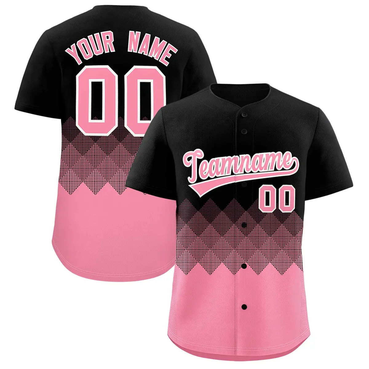 Black Light Pink Grid Blur Pattern Baseball Jersey