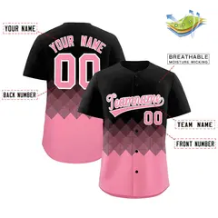 Black Light Pink Grid Blur Pattern Baseball Jersey 2