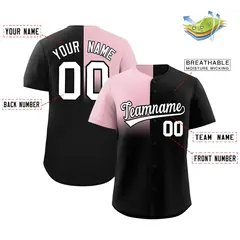 Black Light Pink Half Gradient Authentic Baseball Jersey 2