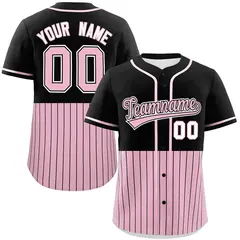 Black Light Pink Half Stripe Authentic Baseball Jersey 1