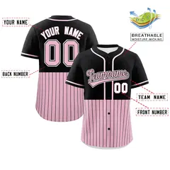 Black Light Pink Half Stripe Authentic Baseball Jersey 2