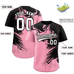 Black Light Pink Ink Pattern Authentic Baseball Jersey 2
