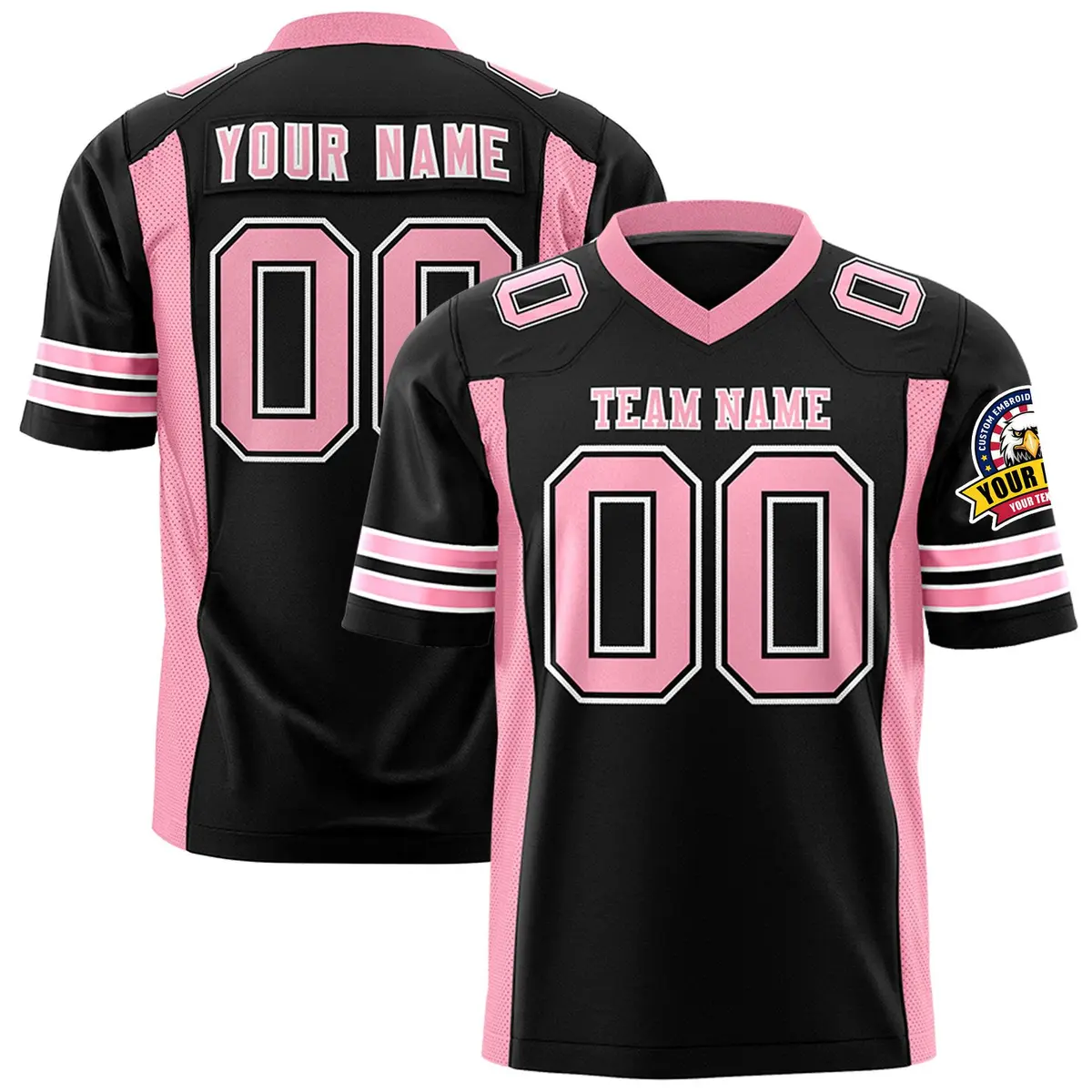 Black Light Pink Insert Color Football Jersey