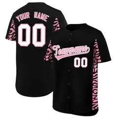 Black Light Pink Leopard Graffiti Side Baseball Jersey