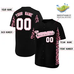Black Light Pink Leopard Graffiti Side Baseball Jersey 2