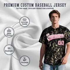 Black Light Pink Metallic Gold Splatter Baseball Jersey 3
