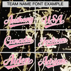 Black Light Pink Metallic Gold Splatter Baseball Jersey 4
