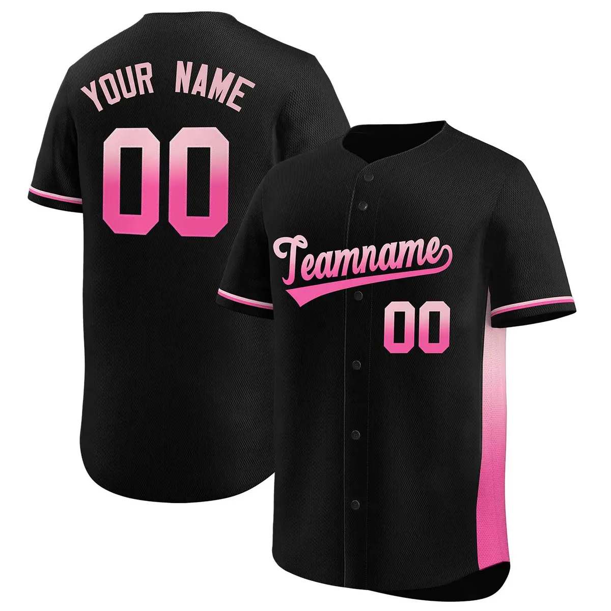 Black Light Pink-Pink Gradient Side Baseball Jersey