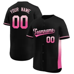 Black Light Pink-Pink Gradient Side Baseball Jersey