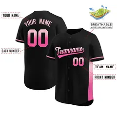Black Light Pink-Pink Gradient Side Baseball Jersey 2