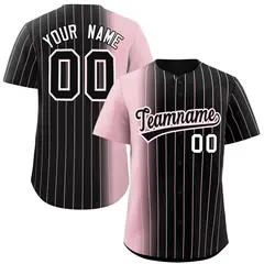 Black Light Pink Pinstripe Gradient Baseball Jersey 1