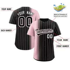 Black Light Pink Pinstripe Gradient Baseball Jersey 2