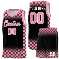 Black Light Pink Plaid Basketball Jersey for Teams 1